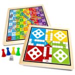 Wembley 2-in-1 Ludo Snake and Ladder Jumbo Wooden Board Game| Magnetic Ludo and Snake and Ladder Game Set| Vibrant Multiplayer Game for Kids & Adults| Smooth & Durable Indoor Board Game Set