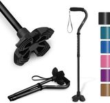 KingGear Adjustable Cane for Men & Women - Lightweight & Sturdy Offset Walking Stick - Mobility Aid for Elderly, Seniors & Handicap (Black)