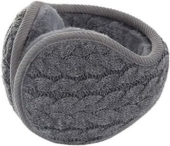 Surblue Unisex Warm Knit Cashmere Winter Pure Color Earmuffs with Fur Earwarmer, Adjustable Wrap, Gray, Large