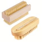 Beautyours Nail Cleaning Brush Wooden Fingernail Scrub Brushes Cleaner Tool Natural Bristle SPA Dual Surface Two-Sided for Cleaning Manicure Pedicure Clean and Remove Calluses - 2PCS