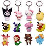 MAPLE Rubber Cartoon 3D Anime Cute Character Keyrings Keychains For Kids Best Birthday Return Gifts For Boys/Girls Adults Back Pack Tags Goodie Bag Stuffer (Assorted) (6)