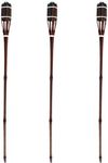 Natural Dark Brown Handmade Bamboo Garden Tiki Torch 120cm / 90cm / 60cm - for use with Parrafin or lamp Oil (90cm, Pack of 3)