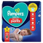 Pampers Baby-Dry Night Nappy Pants Size 5, 28 Night Nappies, 12kg-17kg, Essential Pack, Pampers Most Absorbent Pants for Extra Night Protection