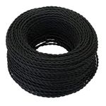 50ft Twisted Cloth Covered Wire - Black Electronic Wire 20-Gauge 2-Conductor Vintage Fabric Lamp Cord Strands/Pendant Cloth Cord Cable