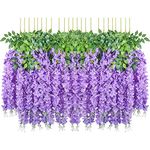 Pauwer Artificial Wisteria Vine Wisteria Hanging Garland (Purple, Pack Of 12), Artificial Flora