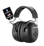 Hocazor HZ07 Bluetooth 5.3 Hearing Protection - NRR 25dB Noise Cancelling Earmuffs with 1500mAh Rechargeable Battery for Workshops, Black