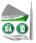 Surgical Scalpel Surgical Blades # 10A Stainless Steel Sterile Pack of 10 and Handle No 3 Perfect for wood art, Surgical, Sculpting, Repairs, Lab Anatomy, Sign, Card Making Lab Training SURGIGR10A-10