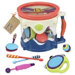 B. – Portable Drum Set – Musical Instruments for Kids – Percussion Toys for Toddlers – Tambourine, Castanets, Whistle – 18 Months + – Drumroll, Please!