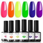 Modelones Neon Gel Nail Polish - 6 Colors Gel Polish Hot Pink Orange Bright Nail Polish Gel Neon Yellow Green Purple Gel Nail Kit Popular Nail Art DIY Manicure Gifts for Women DIY Salon