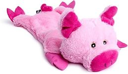 Petface Farmyard Buddies Crinkle Flat Pig Plush Dog Toy with Built-In Squeaker (Pack of 1)