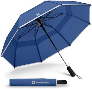 Weatherman Umbrella - Premium Collapsible Small Travel Umbrella Compact - Windproof Umbrella Resists Up to 55 MPH Winds - Travel Umbrellas for Rain, Wind, Backpack, Car Umbrella - Portable Compact Umbrella Easy Auto Open w/ Strong Fiberglass Frame - Folding, Foldable Umbrella (Steel Blue)