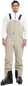 fit space Men's Insulated Ski Bib Overalls Waterproof 15,000mm Winter Snow Snowboarding Pants (Khaki,X-large)