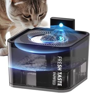 PAPIFEED 106oz/3L Cat Drinking Fountain, Silent Leak-Proof Cat Fountain with Motion Sensor Function, Semi-Transparent Visible Water Tank, Includes Power Adapter and 3 Filter Pads