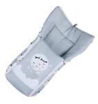 Cotton Nest Bed, Portable Newborn Lounger, Grey & Green with Stars and Bees Print, 90 cm (Grey) (Grey)