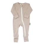 PARADE Organic Snuggle Soft Melange '2-Way' Zipper Romper Fawn Melange 0-3M with Mitts