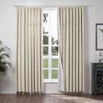 ChadMade Extra Wide Curtain Panels 100" W x 96" L Polyester Linen Drapes with Blackout Thermal Lining Pinch Pleat Curtain Panels Solid Luxury Drapable Livingroom (1 Panel) Sand Beige