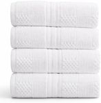 Springtree Home 100% Cotton Bath Towel Set | 4-Pack | Textured | White