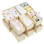 Vtopmart 12 Pack Baby Clothes Organizer, Dresser Drawer Organizer for Baby Clothing, Foldable Fabric Closet Drawer Storage Bins, Nursery Dresser Dividers for Bra, Socks, Ties, Scarf