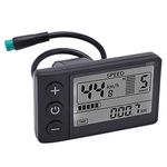 Electric Bike LCD Display Meter, S866 Electric Bike LCD Display 24V 36V 48V Control Electric Bike Computer LCD Display Panel with Waterproof Plug