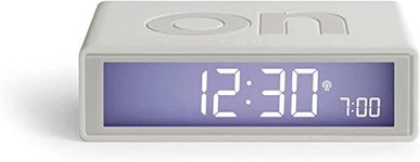 Lexon Flip+ Digital Alarm Clock for Bedrooms, Reversible On/Off Faces with Snooze function, LCD display & Touch Sensor Light, Radio Controlled & Battery Operated, Rubber - White