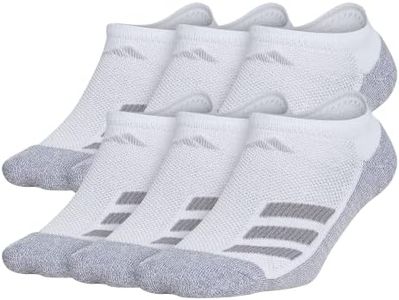 adidas Kids-Boy's/Girl's Cushioned Angle Stripe No Show Socks (6-Pair), White/Grey/Light Onix Grey, Large