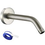 Voolan Shower Arm with Flange and Teflon Tape, Extension Shower Head Arm for Bathroom Fixed Shower Head, Solid Stainless Steel, Wall Mounted (10 Inch,Brushed Nickel)