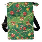 KUIFORTI Women Crossbody Purse Christmas Crossbody Bag with Xmas Bell Print,Green Crossbody Travel Bag Portable Purses and Handbags Messenger Bags Wallet Organizer Cell Phone Bag Crossbody Tote Bag