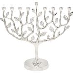 The Dreidel Company Menorah Tree of Life Antique Silver and Gold Finish (Tree of Life Antique Silver)