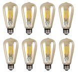 Mufasa 4-Watts e27 LED Edison Vintage Antique Glass Light Bulbs for Home Decoration, Living Room, Hall, Balcony, Restaurant Bar Lighting Yellow;Amber Light Pack of 8