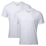 DANISH ENDURANCE Men's T-Shirts, Organic Cotton T-Shirts for Men, Multipack, V-Neck, Short Sleeve, Premium Soft Blend, 2-Pack - Pure White, XL