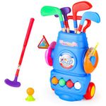 deAO Young Golfers Fun Beginners Set Kit for 3-10 YEAR OLDS, Kids – Golf Clubs, Cart, Holes and Play Balls Included