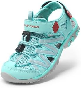 DREAM PAIRS Boys Girls Closed-Toe Outdoor Summer Sport Sandals for Little/Big Kid,Size 10 Toddler,Light/Green/Coral,181108K
