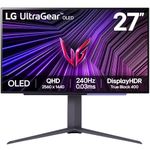 LG 27 inch Ultragear OLED QHD Gaming Monitor(2560 x 1440) 240Hz, 0.03ms, G-Sync Compatible, AMD FreeSync™, 1.5M:1 Contrast Ratio, HDR True Black 400, virtually Borderless,Height, Pivot,Tilt,27GS95QE