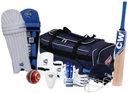CW Lefty Academy Cricket Set Left Hand Complete Gear in Wheeled Large Bag for All Age Players (5 for 9-10 Yr)