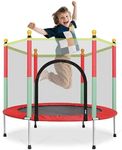 Ccarzzi Trampoline 4.6FT/140CM Toddler Trampoline Round with Safety Enclosure Net, Indoor & Outdoor Playset for Boys & Girls Aged 1-8