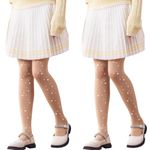 LOLANTA 2-Pack Girl Sparkle Rhinestone Tights, Kids Ballet Dance School Pantyhose, Nude, 11-12 Years, XL