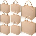 Amylove 8 Pcs XXL Burlap Tote Bag Jute Tote Bags with Top Zipper Closure Blank Large Burlap Reusable Grocery Bags Water Resistant for Bridesmaid Gift Travel Shopping DIY Craft, 14.17 x 12.6 x 7.48 In, As the Pictures Shown