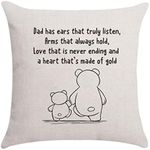 Aocaso Dad Gifts from Daughter Son, Cushion Cover Throw Pillow Cover for Dad Father Daddy Papa Birthday Gifts (dad has ears)