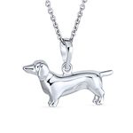 BFF Best Friend Dachshund Puppy Pet Hot Dog Pendant Necklace For Women For Teen .925 Sterling Silver 18 Inch