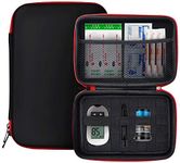 Diabetic Supplies Bag Diabetes Testing Kit Travel Case Zipper Glucometer Organizer Pocket for Testing Equipment, Lancets, Test Strips, Syringes, Alcohol Wipes, Medication, Pens, Needles, etc. (Black)