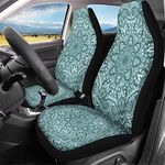 INSTANTARTS Boho Mandala Floral Print Car Seat Cover Front Seats Only Full Set of 2, Universal Fit Car Front Seat Covers Fit Car, Truck, SUV or Van