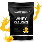 NAKPRO Platinum Whey Protein Isolate 1kg Mango | 28g Protein, 6.4g BCAA | Trustified Certified 100% Authentic Supplement Powder & No Adulteration | Low Carbs, Fast Absorbing Whey Protein Powder