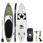 Atoll 11'0" Foot Inflatable Stand Up Paddle Board, (6 Inches Thick, 32 inches Wide) ISUP, Bravo Hand Pump and 3 Piece Paddle, Travel Backpack New Paddle Leash Included (Green)