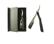 Professional Barber Stainless Steel Black & Silver Straight Single Blade (Blade not included) Cut Throat Men Razor Moustache & Beard Premium Quality Shaving Razor Packed in Stylish Box