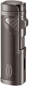 Cobber Torch Lighter, Quad 4 Jet Red Flame Refillable Butane Cigar Lighter with Punch (Gunmetal Gray)