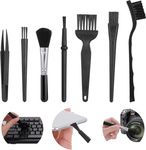 Small Nylon Anti Static Brushes, Multipurpose Portable Size Plastic Handle Brush Kit for Cleaning Computer Keyboard Car Lab (Set of 7 - Black)