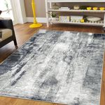 Capslpad Modern Abstract Area Rug 120x180cm Washable Living Room Rug Non-slip Soft Carpet Short Pile Faux Wool Boho Art Floor Carpet for Living Room Bedroom Home Office Dining Room Kitchen Decor, Gery