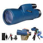 Gosky Piper 12x55 HD Monocular Telescope for Adult With BAK4 Prism & FMC Lens, Lightweight With Smartphone Adapter for Bird Watching Hunting (Blue)