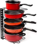 SKAIV Multi Functional Kitchen Counter Cookware Metal Dish Lid Tray Utensils Holder Pan Tawa Rack Shelf Organizer for Cabinet - 5 Slot (Black)