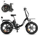 GESHENG 750W Folding Electric Bike【6 Upgrades】,20AH/30AH Long Range EBike 110-150KM,32MPH Step-Thru E Bike for Adults, 20" x4.0" Fat Tire Snow Mountain City Commuting 2 Seats E-Cargo Bike